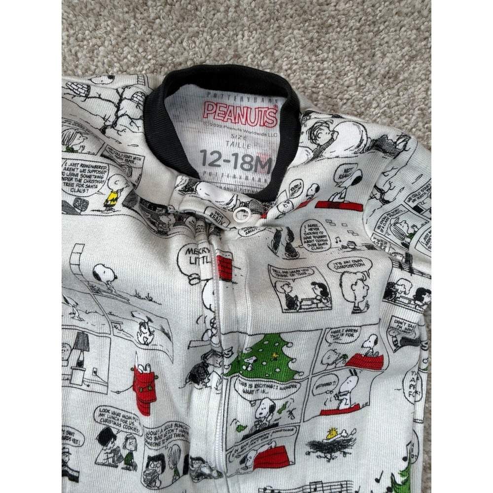 Pottery Barn Peanuts 12-18 Months Unisex Baby Cotton Sleeper Christmas - Picture 3 of 5